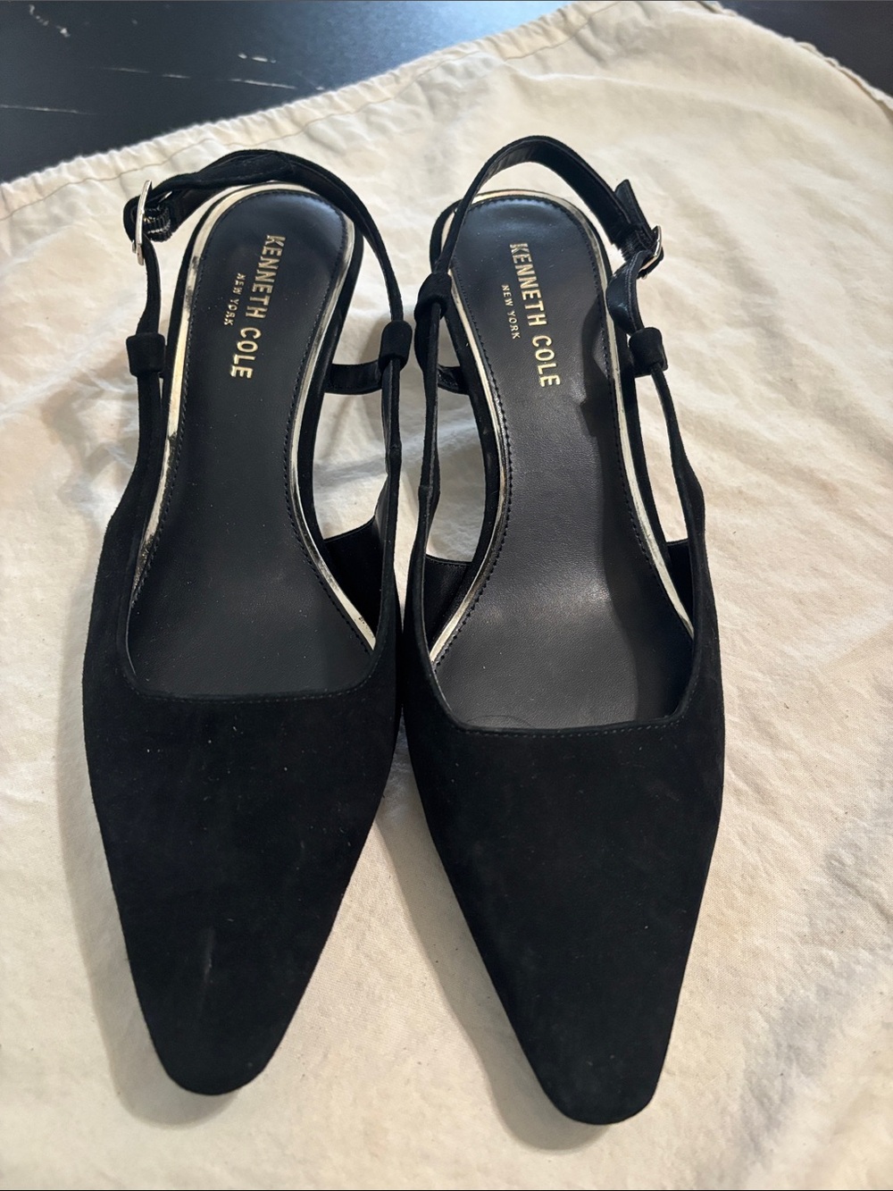 Kenneth Cole Black Pointed Slingback Flats